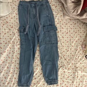 Blue Cargo Jogger Pants